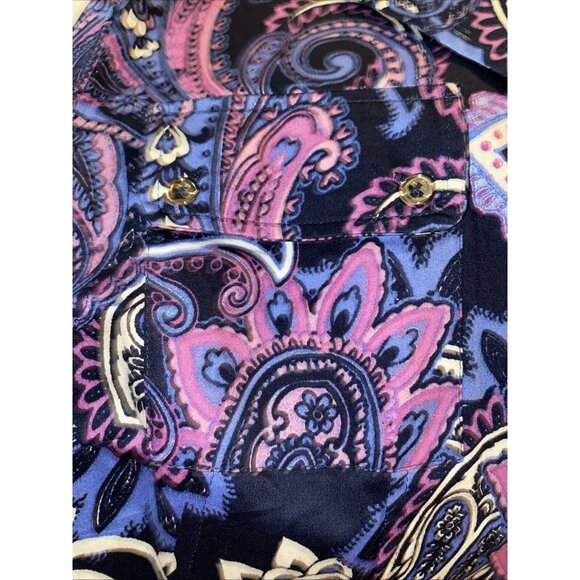 Jones New York Signature Women Navy Purple Paisley Blouse Top Plus Size 2X - Picture 4 of 13